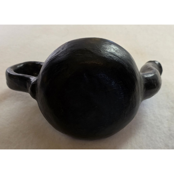 Vintage Quinchamali Chilean Art Pottery Black Teapot Handcrafted Folk Art - Picture 10 of 10